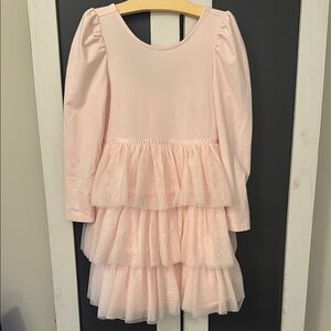 Janie and Jack Girls' 6 Light Pink Long-Sleeve Tiered Tulle Dress